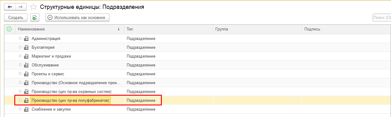 Создание отдельного подразделения для производства полуфабрикатов